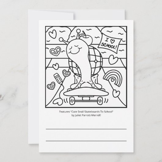 Cute Snail Watch Out Kindergarten Coloring  カード (裏面)