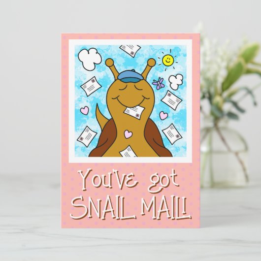 Cute Snail You've 得 Mail Greeting カード (スタンド正面)