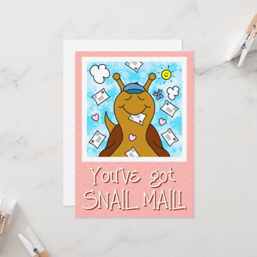 Cute Snail You've 得 Mail Greeting カード (正面/裏面インサイチュ)