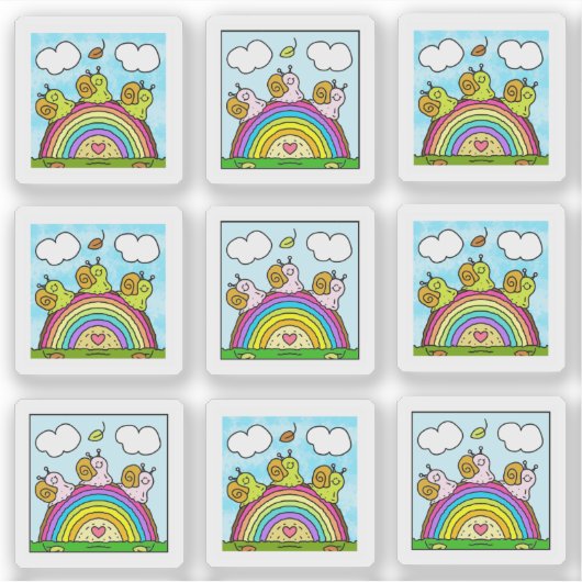 Cute Snails Rainbow Log Tiny Art Series シール (正面)