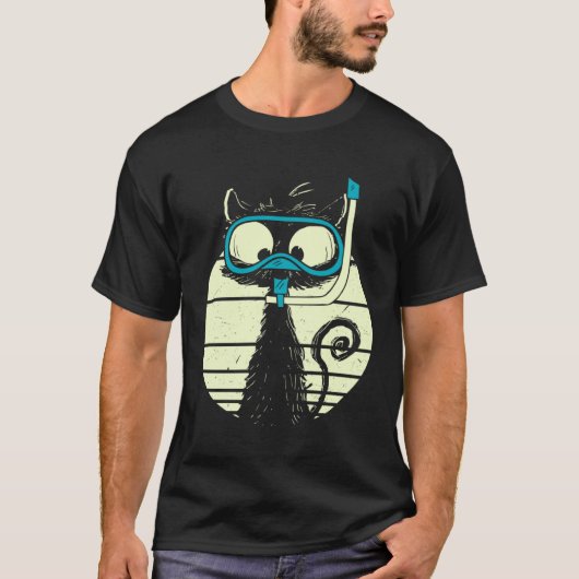 Cute Snorkel Cat Diver Cat Diving Goggles Tシャツ (正面)
