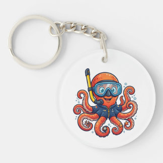 Cute Snorkeling Octopus - Ocean Explorer キーホルダー