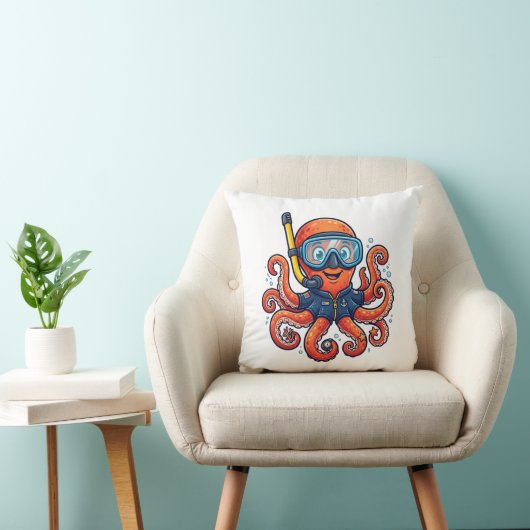 Cute Snorkeling Octopus - Ocean Explorer クッション (椅子)