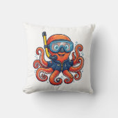 Cute Snorkeling Octopus - Ocean Explorer クッション (正面)