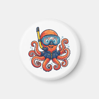 Cute Snorkeling Octopus - Ocean Explorer マグネット