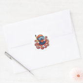 Cute Snorkeling Octopus - Ocean Explorer ラウンドシール (封筒)