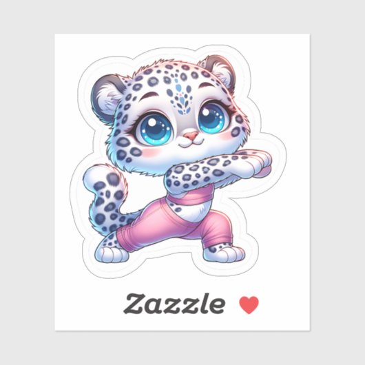 Cute Snow Leopard Making Yoga Stickers  シール (シート)