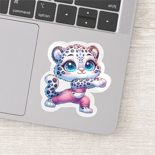Cute Snow Leopard Making Yoga Stickers  シール (詳細)