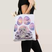 Cute Snow Leopard Paw Mountain Design トートバッグ (クローズアップ)
