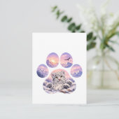 Cute Snow Leopard Paw Mountain Design ポストカード (スタンド正面)
