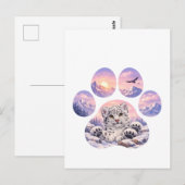 Cute Snow Leopard Paw Mountain Design ポストカード (正面/裏面)