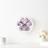 Cute Snow Leopard Paw Mountain Design ラウンド壁時計 (ホーム)