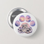 Cute Snow Leopard Paw Mountain Design 缶バッジ (正面&裏面)