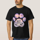 Cute Snow Leopard Paw Mountain Design Tシャツ (正面)