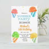 Cute snowcone birthday party invitation 招待状 (スタンド正面)