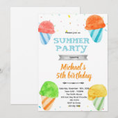 Cute snowcone birthday party invitation 招待状 (正面/裏面)