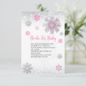 Cute Snowflake Pink & Silver Baby's Book Request  エンクロージャーカード (スタンド正面)