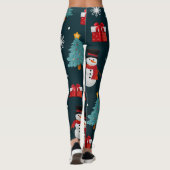 Cute Snowman and Christmas Tree Pattern Leggings レギンス (裏面)