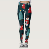 Cute Snowman and Christmas Tree Pattern Leggings レギンス (正面)