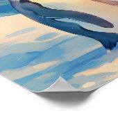 Cute Snowman and Penguin Northern Lights Nursery ポスター (角)