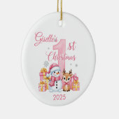  Cute Snowman Baby Girl's First Christmas Ornament セラミックオーナメント (右)