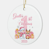  Cute Snowman Baby Girl's First Christmas Ornament セラミックオーナメント (左)