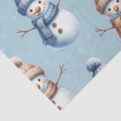 Cute Snowman Blue Snowy Background Christmas 薄葉紙 (詳細)
