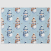 Cute Snowman Blue Snowy Background Christmas 薄葉紙 (正面)