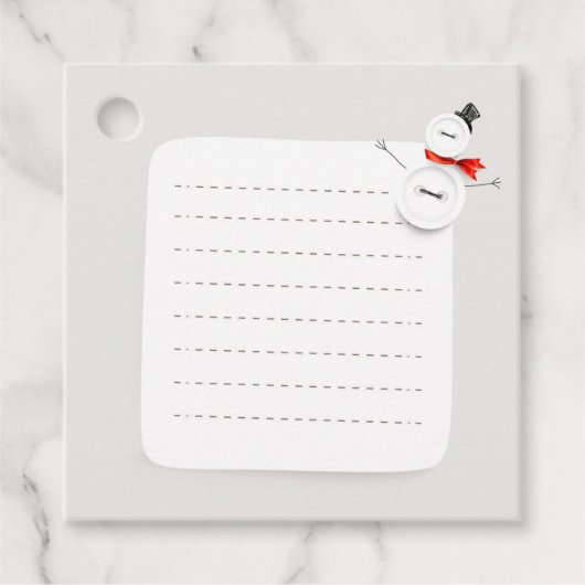 Cute Snowman Button Design Christmas Square Gift  フェイバータグ (正面)