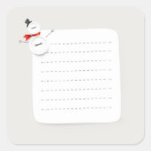Cute Snowman Button Design Holiday Note Sticker スクエアシール (正面)