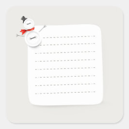 Cute Snowman Button Design Holiday Note Sticker スクエアシール