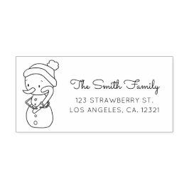 Cute Snowman Candy Cane Return Address セルフインキングスタンプ
