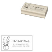 Cute Snowman Candy Cane Return Address ラバースタンプ (押印)