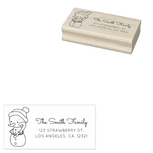 Cute Snowman Candy Cane Return Address ラバースタンプ (押印)