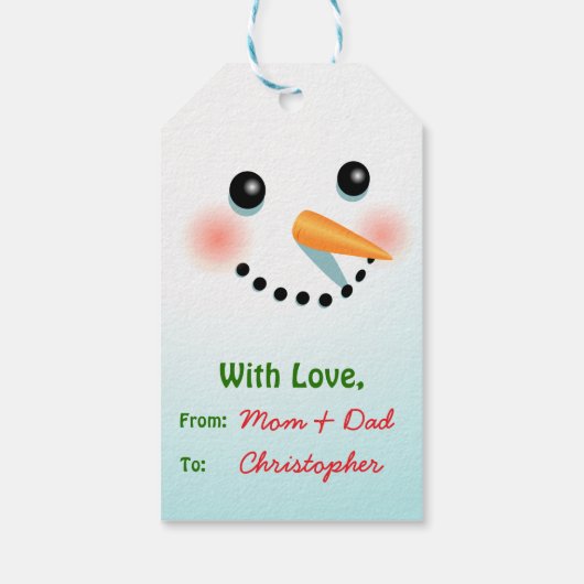 Cute Snowman Cartoon ギフトタグ (裏面)