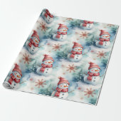 Cute Snowman Christmas ラッピングペーパー (アンロールド)