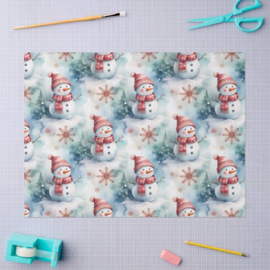Cute Snowman Christmas  薄葉紙 (クラフト)