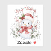 Cute Snowman Christmas Custom-Cut Vinyl Sticker シール (シート)