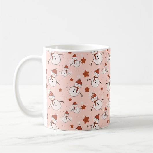 Cute Snowman Christmas Mug コーヒーマグカップ (左)