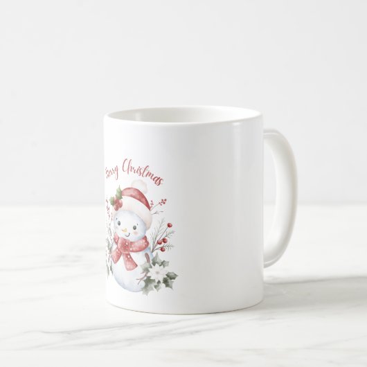Cute Snowman Christmas Mug コーヒーマグカップ (正面右)
