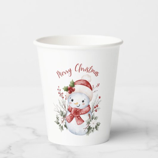 Cute Snowman Christmas Paper cup 紙コップ (正面)