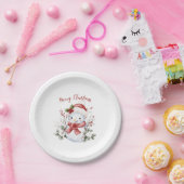 Cute Snowman Christmas Paper Plate ペーパープレート (パーティー)