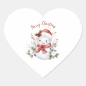 Cute Snowman Christmas Sticker ハートシール (正面)