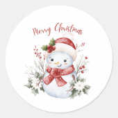 Cute Snowman Christmas Sticker ラウンドシール (正面)