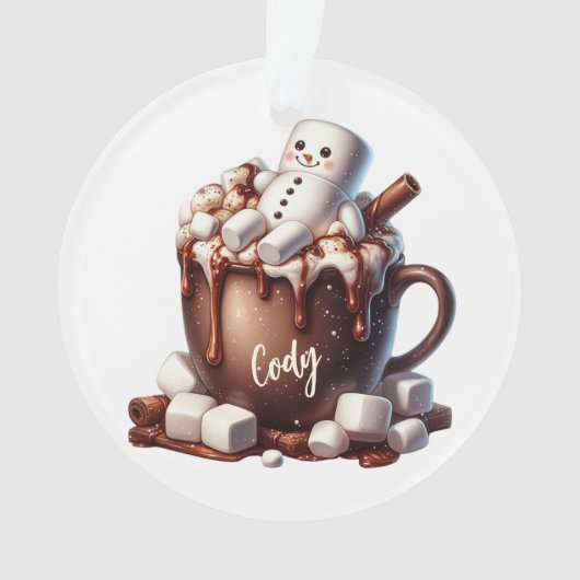 Cute Snowman Cocoa Design  オーナメント (正面)