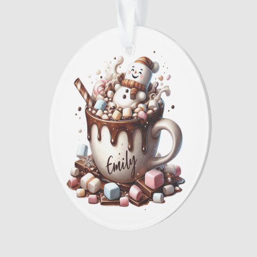 Cute Snowman Cocoa Design  オーナメント (正面)