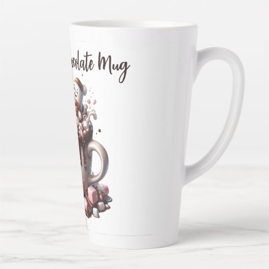 Cute Snowman Cocoa Design  カフェラテマグ (右)