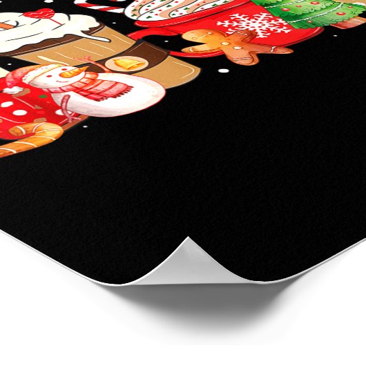 Cute Snowman Coffee Lover Latte Gingerbread Funny  ポスター (角)