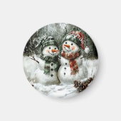 Cute Snowman Couple Christmas Magnet マグネット (正面)