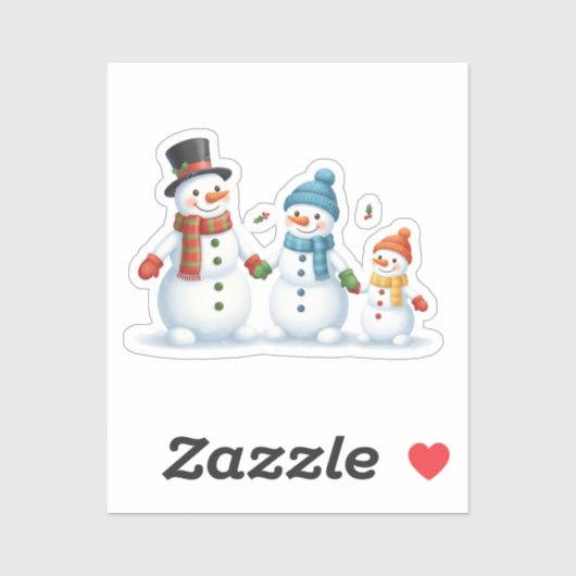 Cute Snowman Family Holding Hands Winter Holiday  シール (シート)
